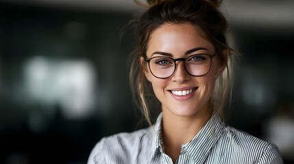 Confident professional woman smiling in office