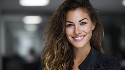 Confident female accountant smiling in an office setting