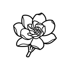 Simple black outline flower with multiple petals for art projects
