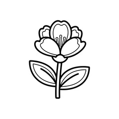 Obraz premium Outline of a blooming flower with leaves for decoration