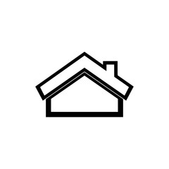 black outline house with roof and chimney for architecture projects