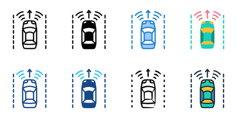 Lane Tracking Assist icon set multiple style collection 
