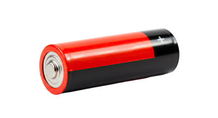 Red and Black Battery Cell Isolated.