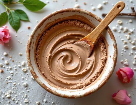 rose water and multani mitti clay in diy mask bowl for oily skin natural soothing blend with safe base