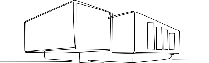 Abstract architectural drawing of modern building architecture sketch