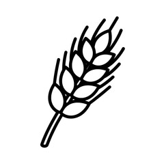 Fototapeta premium Wheat ear outline with stylized leaves for agricultural themes