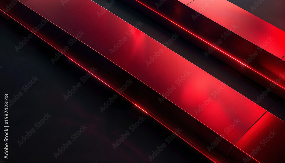 Poster abstract background with red lines on dark background . generative ai