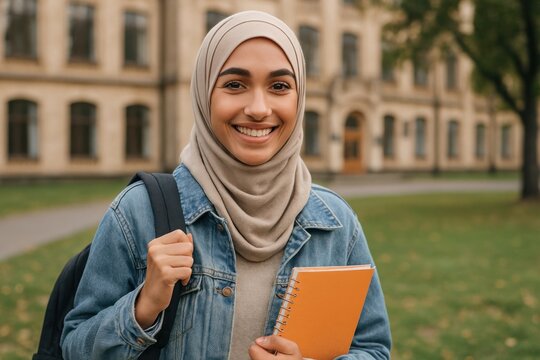 Confident student holding notebook - Powered by Adobe