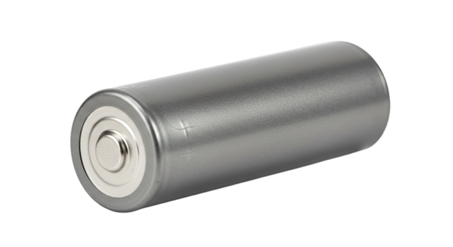 Single AA Battery on White Background.