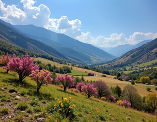 wind currents slowed by gentle hills peaceful calm atmosphere in valley sheltered climate conditions
