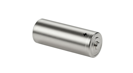 Single Silver AA Battery on White.