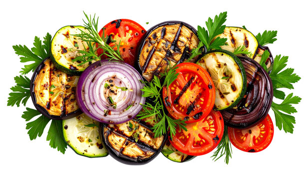 Grilled vegetables isolated on transparent background