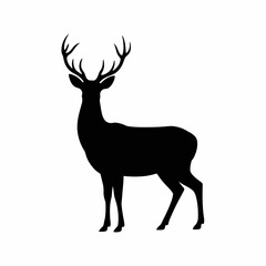 Fototapeta premium Majestic stag silhouette standing proudly isolated on white background