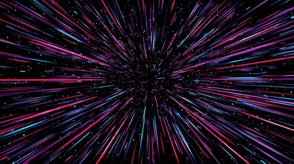 Dynamic abstract design with radiating lines and glowing particles.