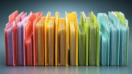 Freelancer Workflow and Remote Productivity Process, Organized folders in various colors arranged neatly on a surface.