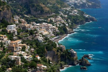 Beautiful Coastal Village along Azure Waterscape