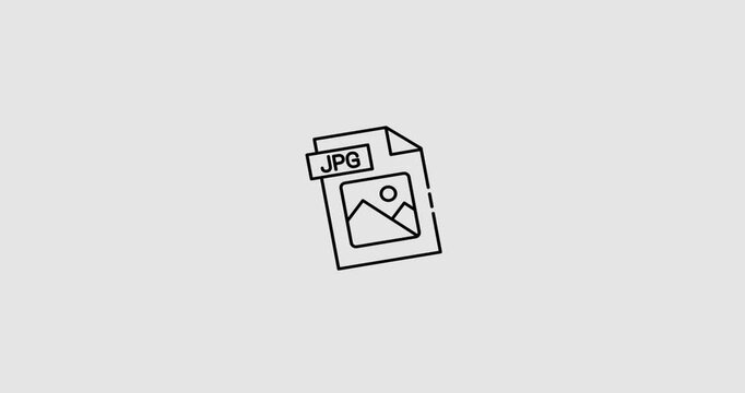 Animated icon of a JPG image file, perfect for digital media projects, file management systems, design software interfaces, photo editing tutorials, and technology presentations. Represents image comp