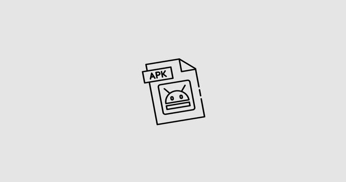 Animated APK file icon symbolizing Android app installation files. Ideal for use in mobile app development presentations, tech explainer videos, UI/UX designs, software tutorials, or digital product p