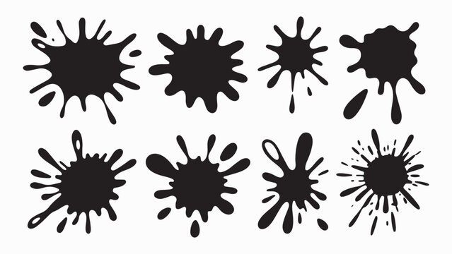 Ink splatter, paint splatter vector set, black paint splashes on white background, artistic design elements. Ideal for logos, branding, abstract art designs - Powered by Adobe