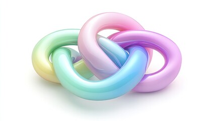 Fototapeta premium Colorful interconnected rings on white background.