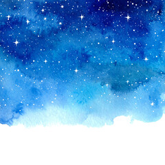 Obraz premium A festive blue winter night sky with falling snowflakes, starry light, and a cold holiday design