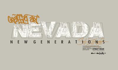 Nevada slogan print Tee,Tees,vintage tee art ,Brooklyn art Tee, t shirt graphics print grunge design, Urban typography hipster street art for t- shirt or sweatshirt.eps