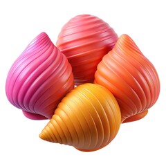 Four colorful swirled chocolate candies isolated on white background