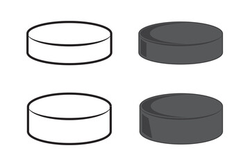 set of Hockey Puck icon silhouette vector illustration