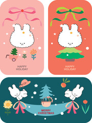 set of christmas icons, Bunny card, santa claus set, santa of a party, set of christmas icons, christmas seamless, Set of Christmas element