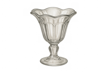 Classic empty ice cream glass drawing, transparent backdrop highlighting vintage dessert vessel waiting for sweet indulgence