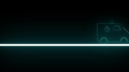 Neon ambulance line art animation emergency medical transport abstract healthcare design. Animated neon ambulance graphic minimalist medical transportation abstract digital art. - Powered by Adobe