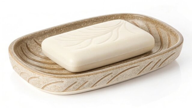 Soap in a dish isolated on white background