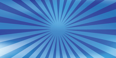 Abstract Blue Sunburst Background With Radiating Light Rays Effect