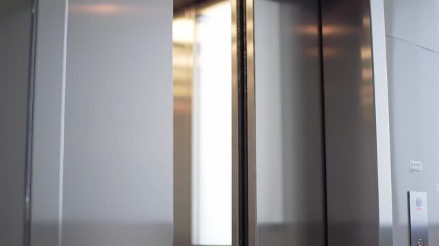 Elevator doors opening and closing in a modern building.