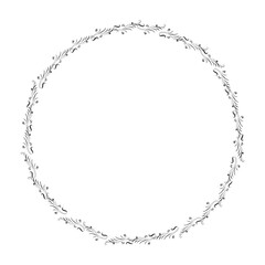 Elegant Black Circle with Floral Design. Black circle frame.