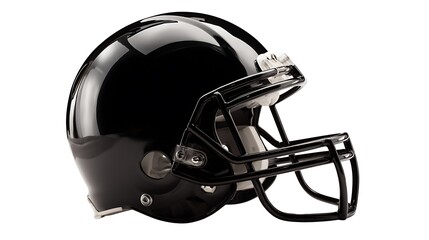 Naklejka premium A black football helmet, shiny and with a face mask. .