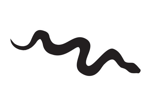  set of snakes silhouette. Snake wrapped around the crescent moon. Boho modern hand drawn design elements for logo design
