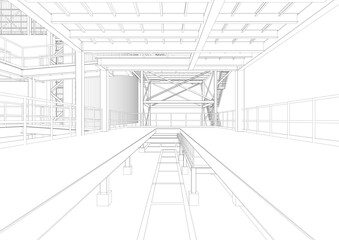 3D illustration of industrial project
