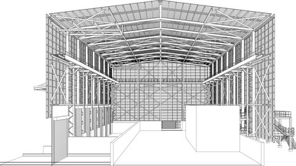 3D illustration of industrial project