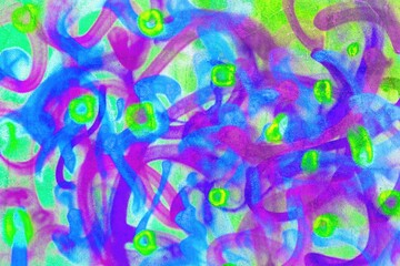 Abstract swirl in neon blue, purple, green. Psychedelic 80s, Y2K style, trippy pattern. Wallpapers, digital art, summer visuals, creative design, vibrant textures.