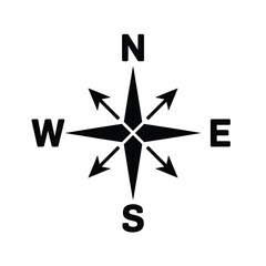 Simple Black and White Compass Rose with Cardinal Directions