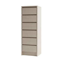 Tall wooden dresser with six drawers in light oak finish