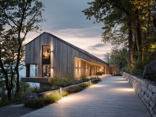 Obraz premium Modern Wooden Houses in Switzerland with Cozy Scandinavian Interiors and Alpine Views