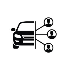 Car Sharing Icon with Multiple Users Connected to Vehicle