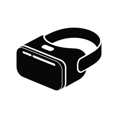 Black and white vector illustration of a virtual reality headset