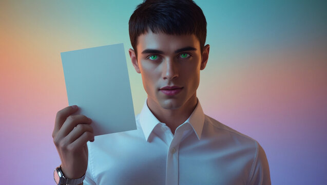 asual Guy Displaying a Customizable Mockup Frame