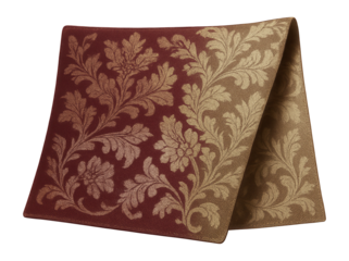 Damask fabric featuring reversible patterns, ideal for creating sophisticated placemats for a dining table.