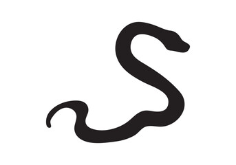 set of snakes silhouette. Snake wrapped around the crescent moon. Boho modern hand drawn design elements for logo design