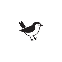 Simple black and white cartoon bird icon on white background vector