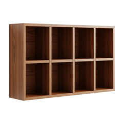 Wooden wall-mounted shelf with multiple compartments